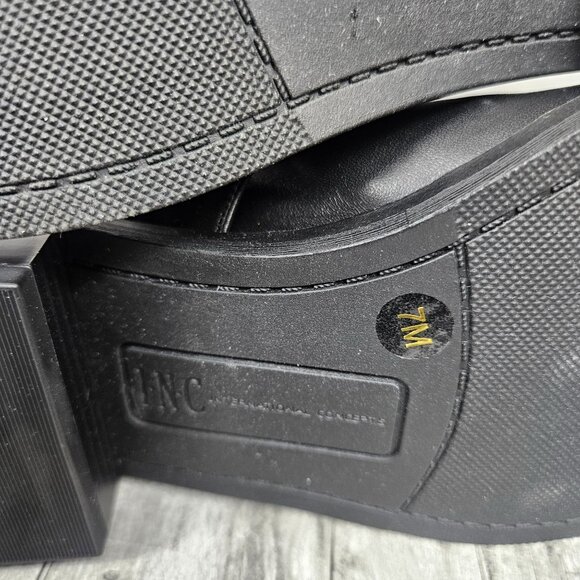 INC Black Leather Riding Boots With Buckle Detail Studded Sole Womens 7M New - Picture 13 of 16